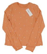 Nové - lososové žebrované úpletové mikinotriko s hvězdičkami George