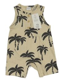 Nové - smetanové mačkané laclové kraťasy s palmami a kapsou F&F