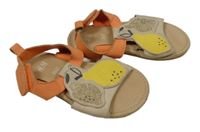 Světlebéžovo-lososové koženkové sandály s citrony H&M vel. 20-21