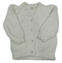 Bílý chlupatý propínací svetr F&F