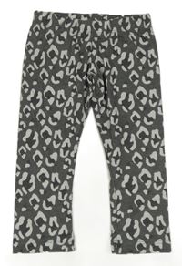 Tmavošedo-bílé vzorované melírované capri legíny 