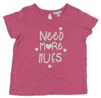 Tmavorůžové tričko s nápisy a srdíčky Fagottino