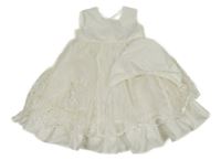 2Set - Bílé saténové šaty na křtiny + čepice