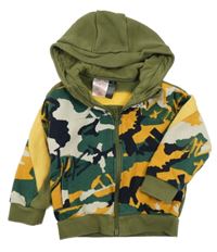 Army-khaki propínací mikina s kapucí Adidas