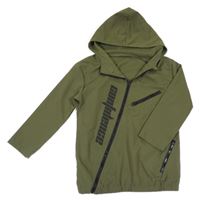 Khaki šusťáková bunda s nápisem a kapucí SHEIN