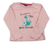 Růžové triko s dinosaury a nápisy 
