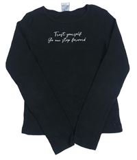 Černé žebrované crop triko s nápisem Zara