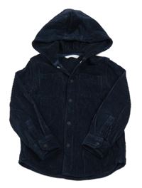 Tmavomodrá manšestrová košilová bunda s kapucí zn. M&S