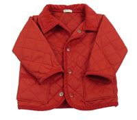 Červená prošívaná šusťáková zateplená bunda Benetton