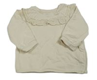 Světlebéžová propínací mikina s volánkem s madeirou H&M