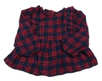 Nové - Tmavočerveno-černá kostkovaná šatová tunika s volánky Primark