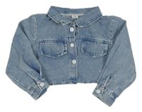 Modrá riflová crop bunda Shein