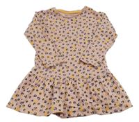 Růžové vzorované bavlněné šaty s kapsou Nutmeg