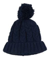 Tmavomodrá pletená čepice s bambulí M&S