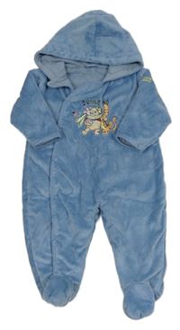 Modrá chlupatá podšitá kombinéza s Púem s přáteli a kapucí Disney