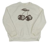 Bílá mikina s třešněmi Shein