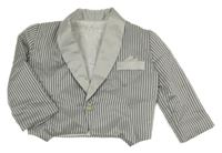 Šedo-černé pruhované zateplené slavnostní sako