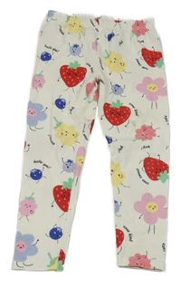 Smetanové legíny s ovocem a květinami Topolino