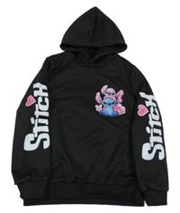 Černá mikina se Stitchem s Angel a kapucí