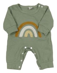 Zelenošedý žebrovaný overal s duhou Shein