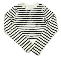 Smetanovo-černé pruhované crop triko H&M