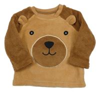 Hnědá chlupatá mikina s medvědem Primark