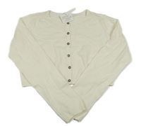 Nové - Smetanový propínací crop lehký svetr Vertbaudet