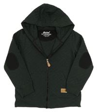 Tmavozelená prošívaná propínací mikina s kapucí Rebel