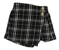 Černo-bílé kostkované sukňové kraťasy Shein