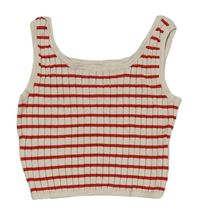 Bílo-červený pruhovaný žebrovaný pletený crop top H&M