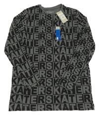 Nové - Tmavošedo-černé kostkované triko s písmeny Primark