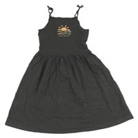 Antracitové bavlněné šaty se sluncem C&A