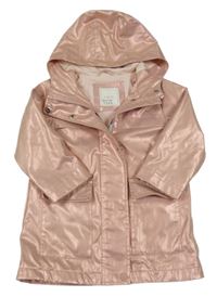 Starorůžová metalická nepromokavá jarní parka s kapucí Next