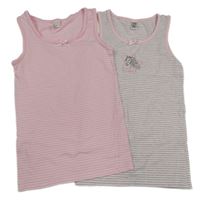 2x košilka - růžovo-bílá pruhovaná + šedo-růžovo-bílá pruhovaná s koněm Yigga