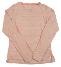 Růžovo-neonově oranžové pruhované triko Hema