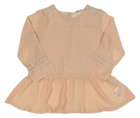 Růžová šifonová halenka s krajkou H&M