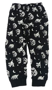 Černé pyžamové kalhoty s kostrami dinosaurů 