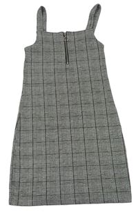 Šedo-černé kostkované šaty se zipem Primark