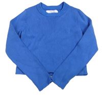Modré úpletové crop triko Zara