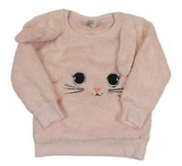 Světlerůžová chlupatá mikina s králíkem 