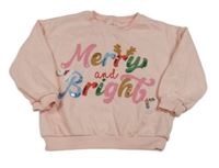 Světlerůžová mikina s nápisy z flitrů zn. F&F