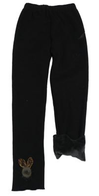 Černé zateplené legíny s králíky 