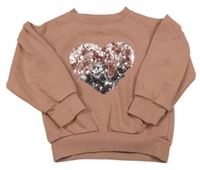 Starorůžová mikina se srdcem z flitrů Next