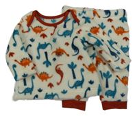 Bílé chlupaté pyžamo s dinosaury Nutmeg