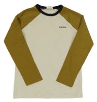 Smetanovo-hnědé triko s nápisem 