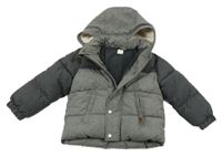 Šedo-tmavošedá šusťáková zateplená bunda s kapucí H&M