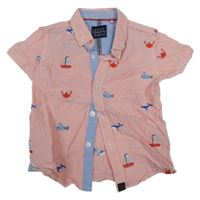 Růžovo-bílá pruhovaná košile s výšivkami obrázků Next