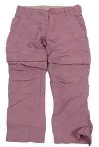 Růžové šusťákové kalhoty s odepínacími nohavicemi 