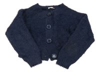 Tmavomodrý třpytivý propínací crop svetr 