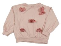Světlerůžová mikina s 3D květinami Pep&Co